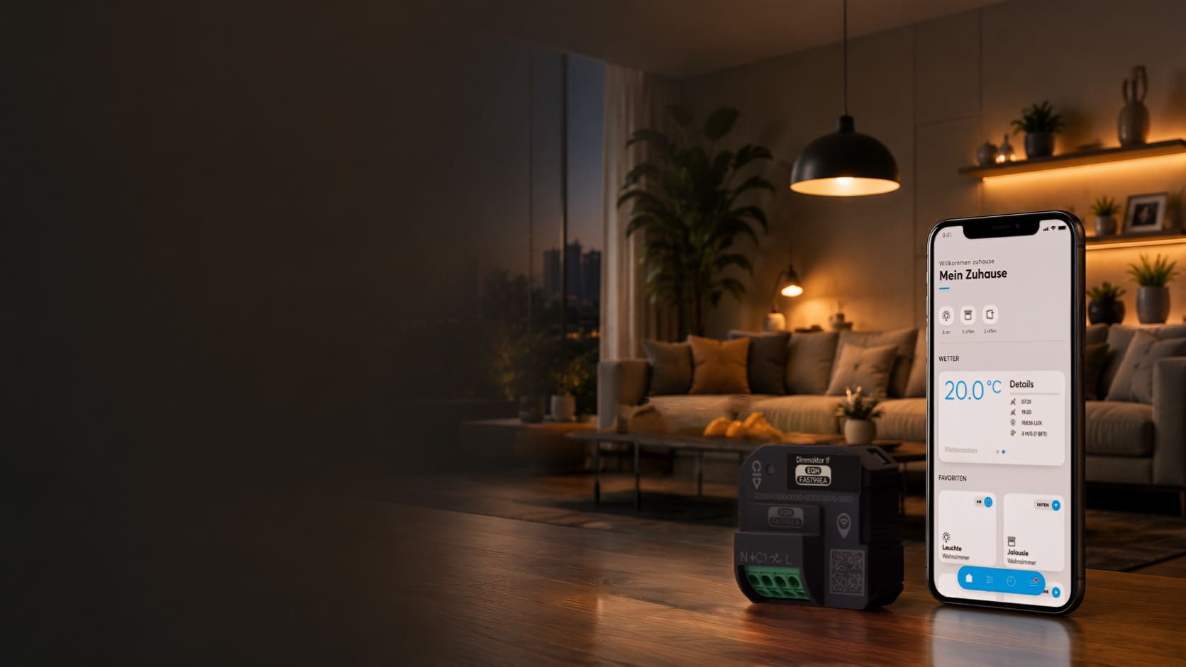 Busch-free@home Wireless Lichtsteuerung mit Smartphone und Next App im Wohnraum