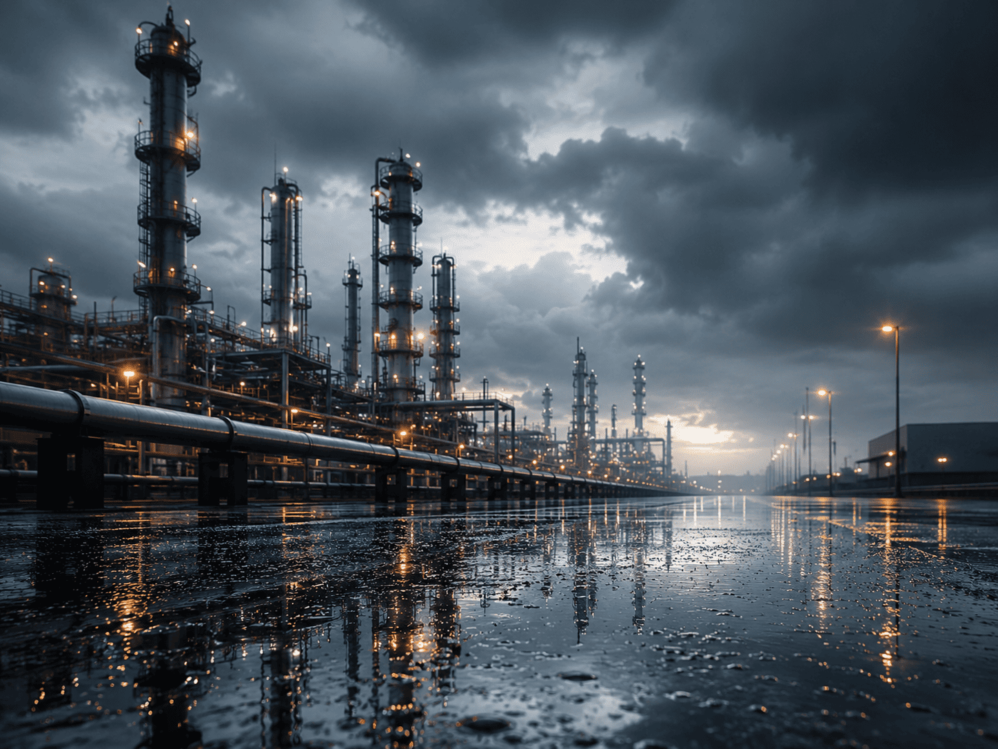 Industrieanlage bei Regen als Einsatzbereich für wetterfeste Kabelabzweigkästen