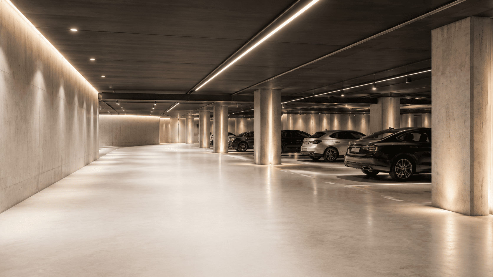 Tiefgarage mit Elektroinstallation als Einsatzbereich für graue Hensel ENYCASE DK Kabelabzweigkästen