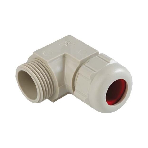 Kaiser 5215.11.95 Winkel-Kabelverschraubung 90° Kunststoff PG11 Grau RAL 7032 Kabel Ø 6.5-9.5 mm