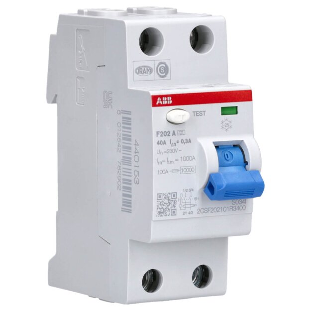 ABB F202 A-40/0.3 Fehlerstrom-Schutzschalter - 2P - Typ A - 300 mA - 40 A 2CSF202101R3400