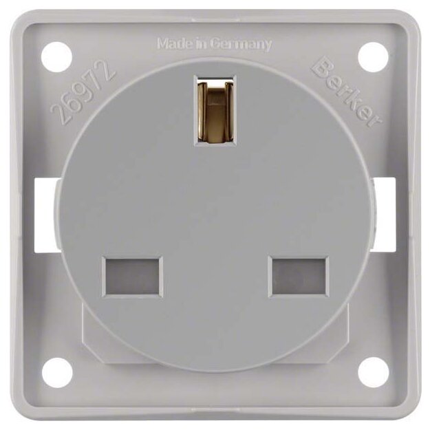 Berker 962622506 Steckdose mit Schutzkontakt British Standard erhöhter Berührungsschutz mit SchraubklemmenIntegro Einsätze Grau matt