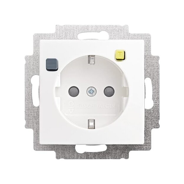 Busch-Jaeger 3120 EUCB-914 FI-SCHUKOMAT SCHUKO® Steckdosen-Einsatz mit Fehlerstrom-Schutzschalter (Kunststoff) Alpinweiß Busch-balance® SI 2CKA003116A0663