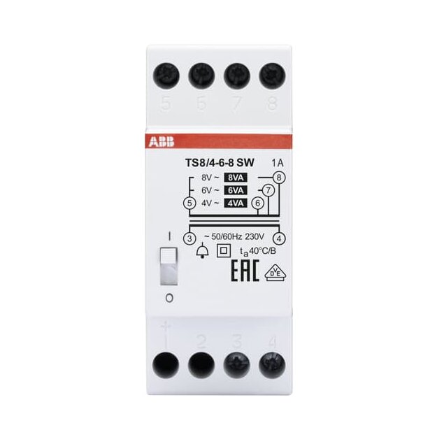 ABB Stotz S&J Klingeltransformator TS8/4-6-8SW (1er)