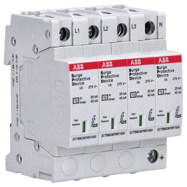 ABB OVR T2 4L 40-275 P QS SPD Typ 2 für 230/400V TN-S 4P, Imax 40kA, In 20kA, Up 1,25kV 2CTB803873R5600
