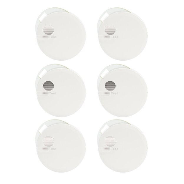 6x Hekatron Rauchmelder GeniusPlus Edition - Rauchwarnmelder inkl. Klebepad