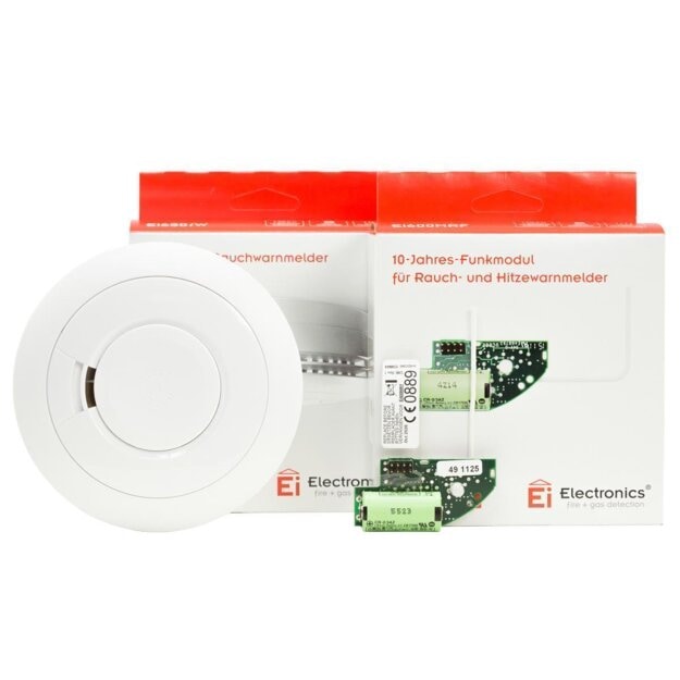 Ei Electronics Ei650iW Rauchmelder m. 10-Jahres Lithiumbatterie Funk vernetzbar incl. Funkmodul Ei600MRF Ei 650IW, 4er Pack