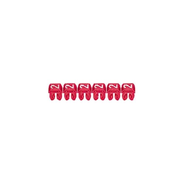 Legrand 038102 Kennzeichnungssystem CAB 3 für Leiterquerschnitt 0,15 bis 0,5 mm² Ziffer:2 Rot