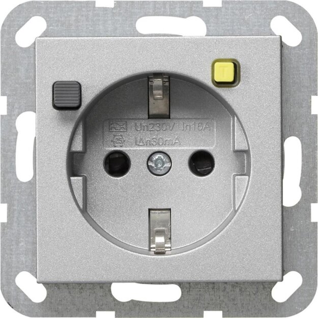 Gira 267726 FI-Schutzsteckdose 30 mA Shutter System 55 Farbe Alu