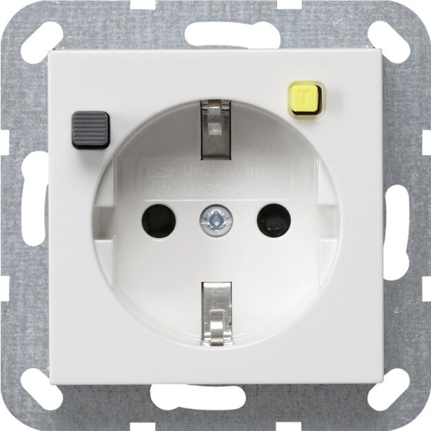 Gira 267727 FI-Schutzsteckdose 30 mA Shutter System 55 Reinweiß matt