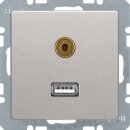 Berker 3315396084 USB/3 5 mm Audio Steckdose Q.1/Q.3 Alu...