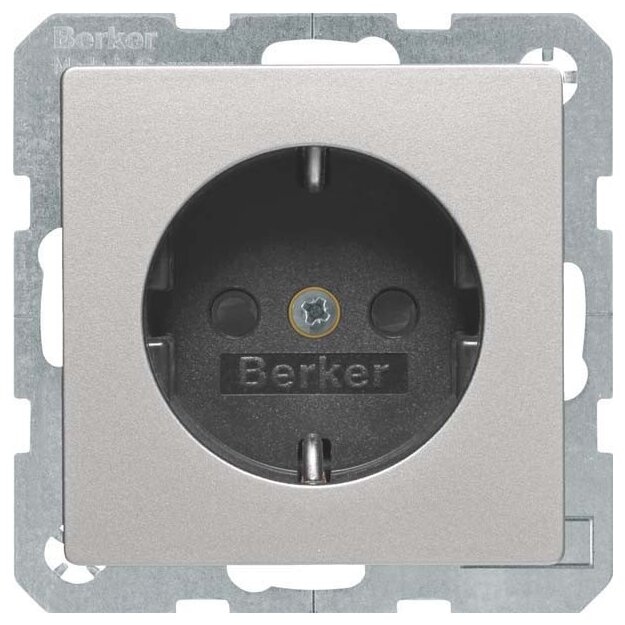 Berker 41236084 Steckdose SCHUKO mit erhöhter Berührungsschutz und Schraubliftklemmen Q.1/Q.3 Alu Samt lackiert