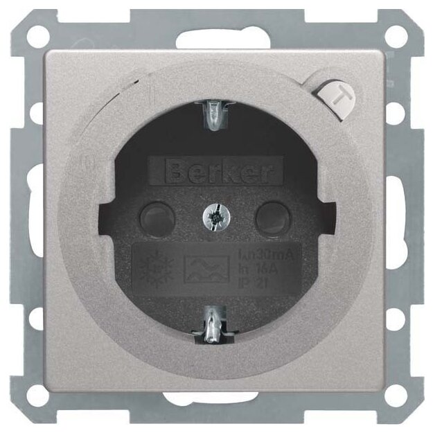 Berker 47086084 Steckdose SCHUKO mit FI-Schutzschalter und erhöhter Berührungsschutz Q.1/Q.3 Alu Samt lackiert