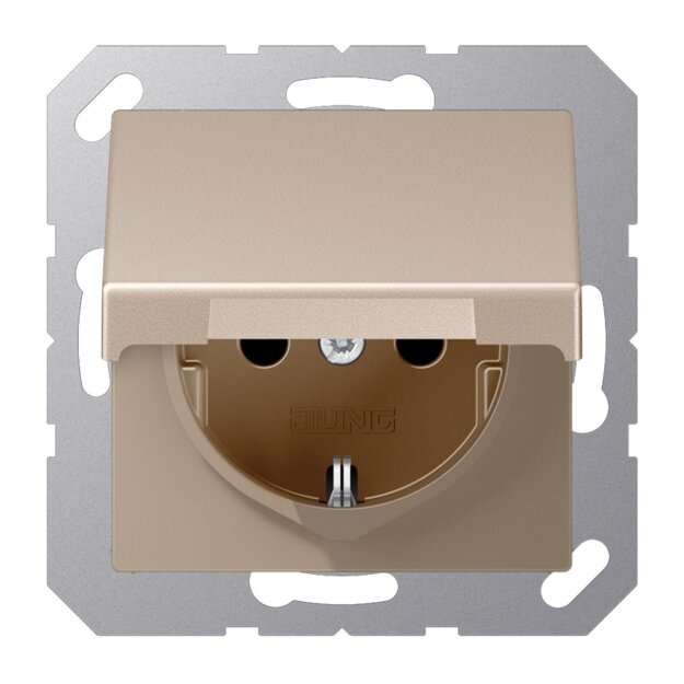 Jung A1520BFKLCH SCHUKO Steckdose m.Klappdeckel (Thermoplast bruchsicher) Champagner Serie A