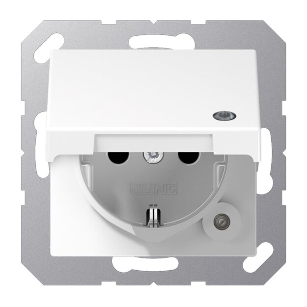Jung A1520BFKLKOWW SCHUKO-Steckdose mit Klappdeckel (Thermoplast bruchsicher) Alpinweiß Serie A