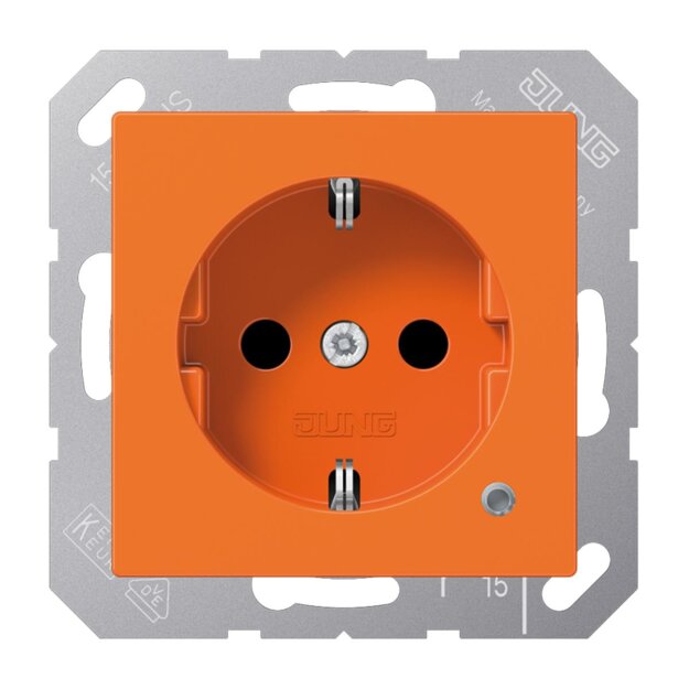 Jung ABA1520BFKOO SCHUKO-Steckdose m. Funktionsanzeige (Duroplast antibakteriell) Orange Serie AS