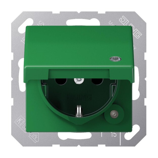 Jung ABAS1520KLKOGN SCHUKO-Steckdose mit Klappdeckel (Duroplast antibakteriell) Grün Serie AS