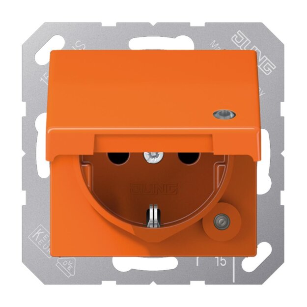 Jung ABAS1520KLKOO SCHUKO-Steckdose mit Klappdeckel (Duroplast antibakteriell) Orange Serie AS