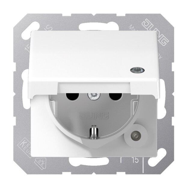 Jung ABAS1520KLKOWW SCHUKO-Steckdose mit Klappdeckel (Duroplast antibakteriell) Alpinweiß Serie AS