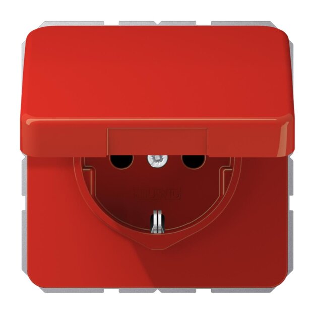 Jung CD1520BFKIKLRT SCHUKO Steckdose KI m.Klappdeckel (Thermoplast bruchsicher) Rot Serie CD