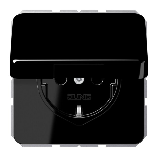 Jung CD1520BFKLSW SCHUKO Steckdose m.Klappdeckel (Thermoplast bruchsicher) Schwarz Serie CD