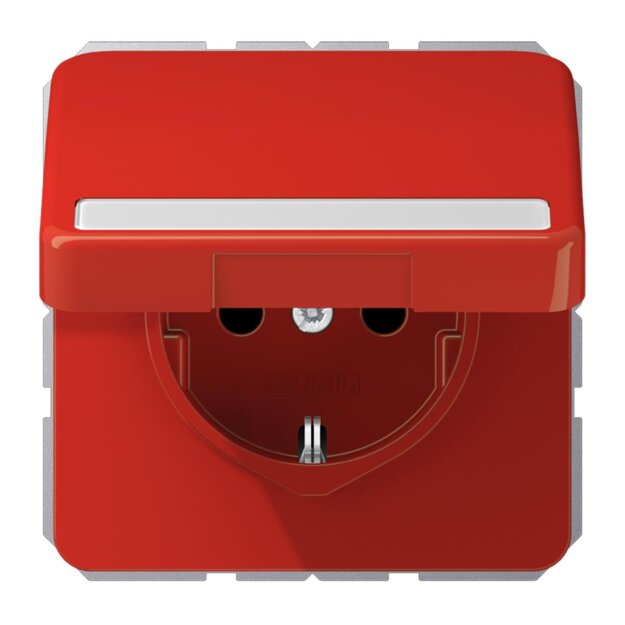 Jung CD1520BFNAKLRT SCHUKO Steckdose m.Schriftfeld u.Klappdeckel (Thermoplast bruchsicher) Rot Serie CD