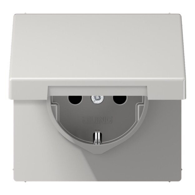 Jung LS1520BFKIKLLG SCHUKO Steckdose KI m.Klappdeckel (Thermoplast bruchsicher) Lichtgrau Serie LS