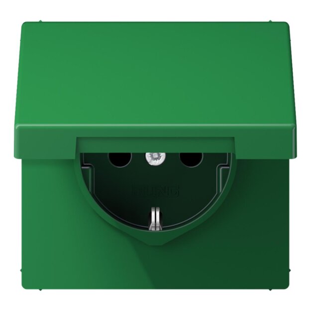Jung LS1520BFKLGN SCHUKO Steckdose m.Klappdeckel (Thermoplast bruchsicher) Grün Serie LS