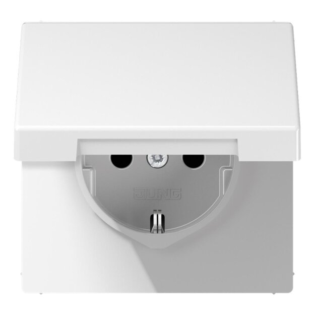 Jung LS1520BFKLWW SCHUKO Steckdose m.Klappdeckel (Thermoplast bruchsicher) Alpinweiß Serie LS