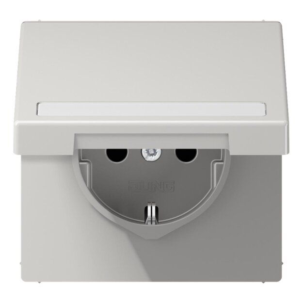 Jung LS1520BFNAKLLG SCHUKO Steckdose m.Schriftfeld u.Klappdeckel (Thermoplast bruchsicher) Lichtgrau Serie LS