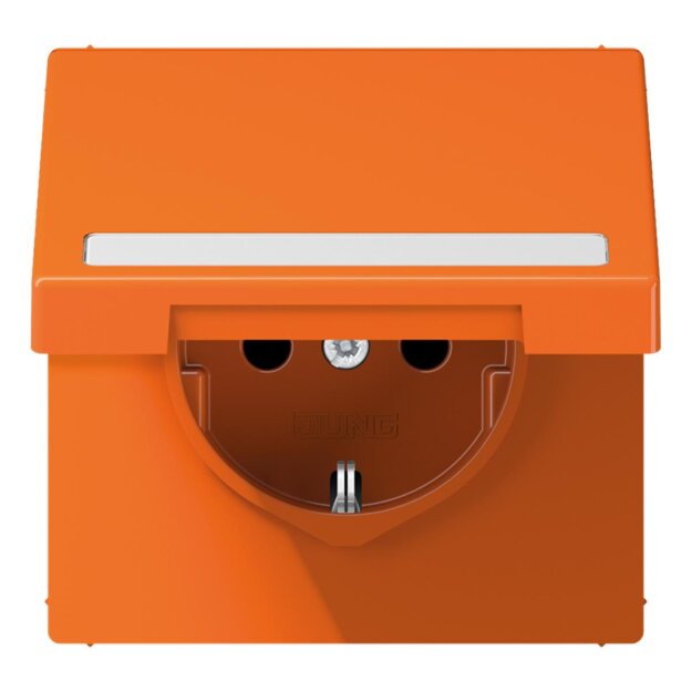 Jung LS1520BFNAKLO SCHUKO Steckdose m.Schriftfeld u.Klappdeckel (Thermoplast bruchsicher) Orange Serie LS