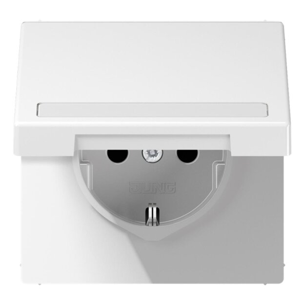 Jung LS1520BFNAKLWW SCHUKO Steckdose m.Schriftfeld u.Klappdeckel (Thermoplast bruchsicher) Alpinweiß Serie LS