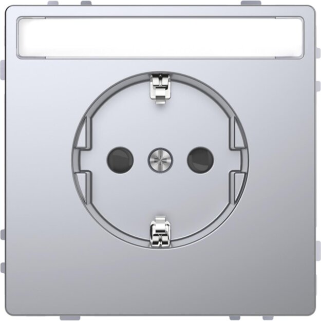 Merten MEG2302-6036 SCHUKO-Steckdose mit Schriftfeld Berührungsschutz Steckklemmen Edelstahl System Design