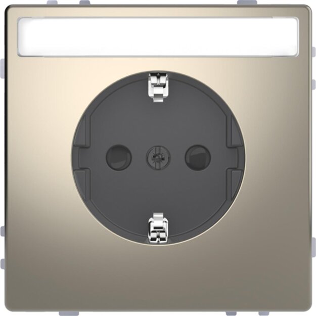 Merten MEG2302-6050 SCHUKO-Steckdose mit Schriftfeld Berührungsschutz Steckklemmen Nickelmetallic System Design
