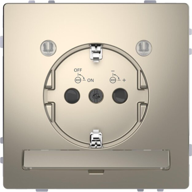 Merten MEG2304-6050 SCHUKO-Steckdose mit Lichtauslass LED-Beleuchtungs-Modul Berührungsschutz Steckklemmen Nickelmetallic System Design