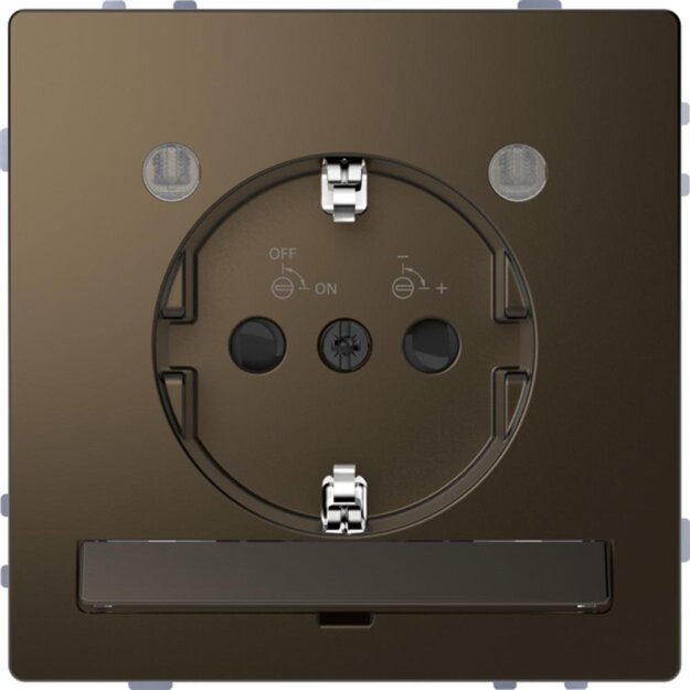 Merten MEG2304-6052 SCHUKO-Steckdose mit Lichtauslass LED-Beleuchtungs-Modul Berührungsschutz Steckklemmen Moccametallic System Design