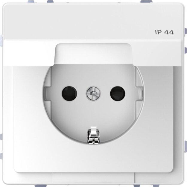 Merten MEG2314-6035 SCHUKO-Steckdose mit Klappdeckel IP44 Berührungsschutz Steckklemmen Lotosweiß System Design