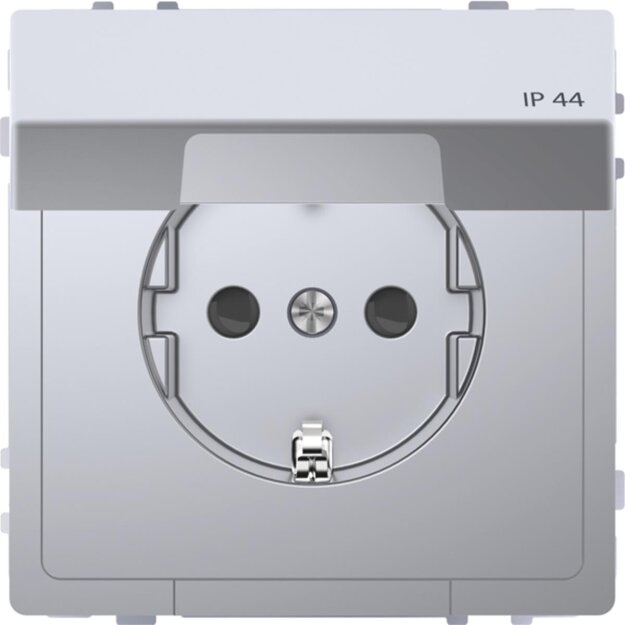Merten MEG2314-6036 SCHUKO-Steckdose mit Klappdeckel IP44 Berührungsschutz Steckklemmen Edelstahl System Design
