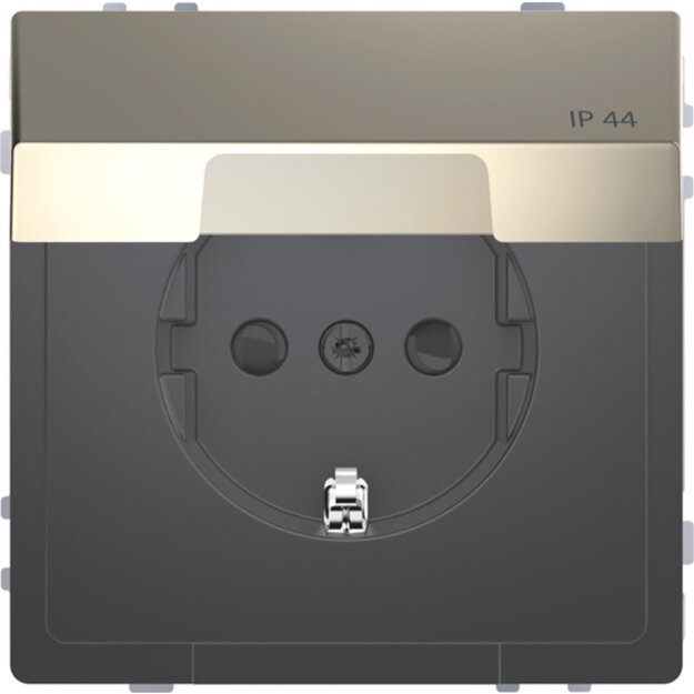 Merten MEG2314-6050 SCHUKO-Steckdose mit Klappdeckel IP44 Berührungsschutz Steckklemmen Nickelmetallic System Design