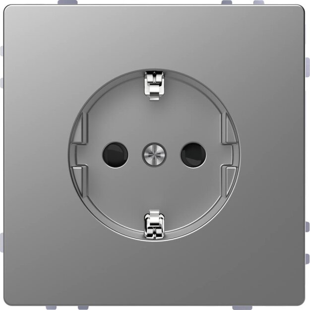 Merten MEG2400-6036 SCHUKO-Steckdose erhöhter Berührungsschutz Schraub-Liftklemmen Edelstahl System Design
