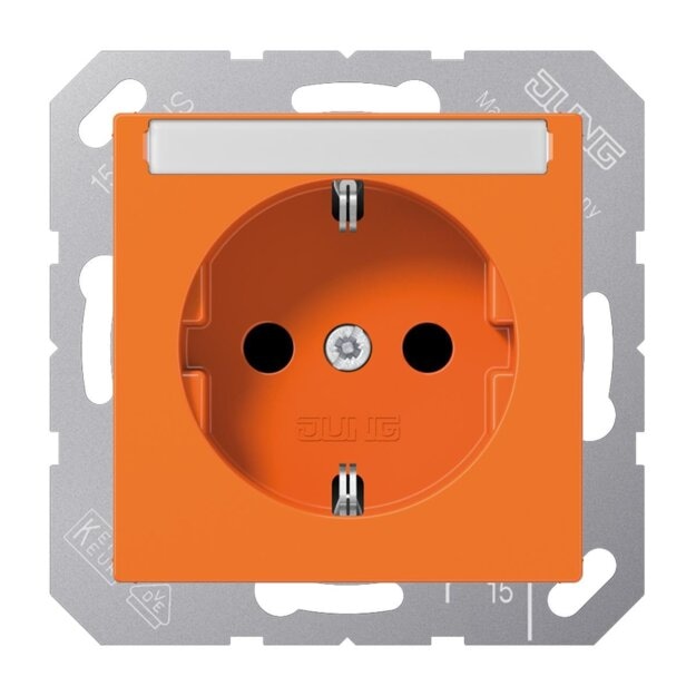 Jung A1520BFKINAO SCHUKO Steckdose mit Schriftfeld 6x46mm (Thermoplast bruchsicher) Orange Serie A