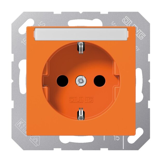 Jung A1520BFNAO SCHUKO Steckdose mit Schriftfeld 6x46mm (Thermoplast bruchsicher) Orange Serie A