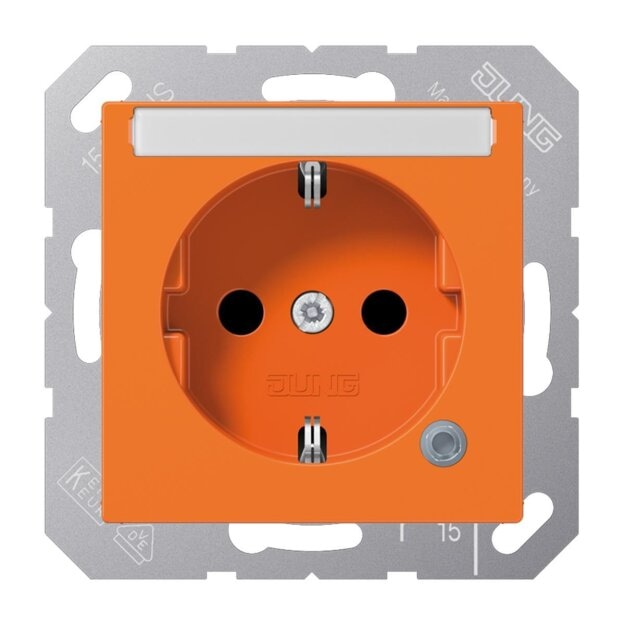 Jung A1520BFNAKOO SCHUKO Steckdose mit Schriftfeld 6x46mm (Thermoplast bruchsicher) Orange Serie A