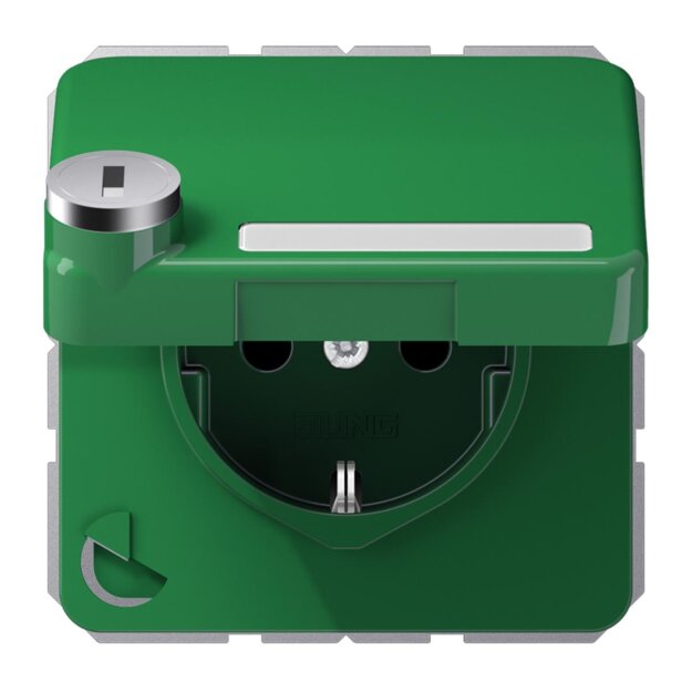 Jung CD1520NAKLSLGN SCHUKO Steckdose m.KlappdeckelSchloss (Duroplast) Grün Serie CD