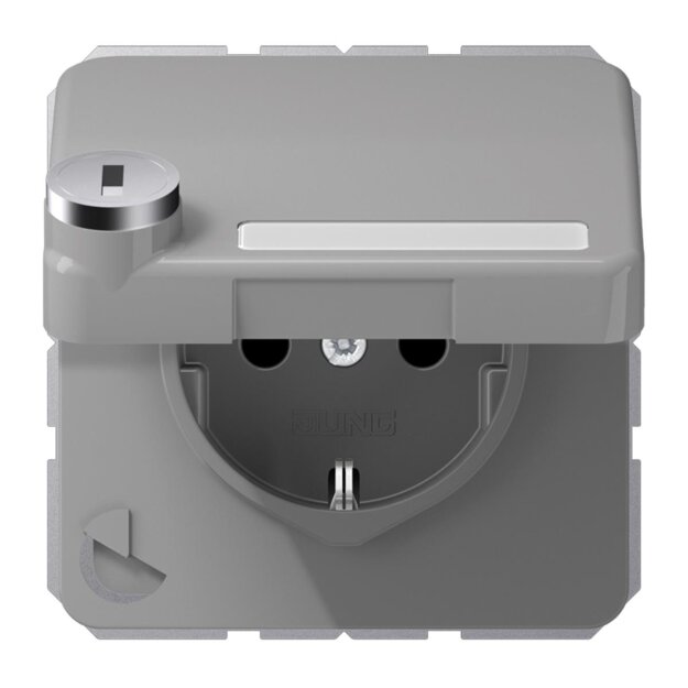 Jung CD1520NAKLSLGR SCHUKO Steckdose m.KlappdeckelSchloss (Duroplast) Grau Serie CD