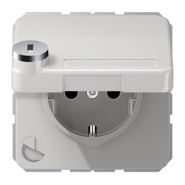 Jung CD1520NAKLSLLG SCHUKO Steckdose m.KlappdeckelSchloss (Duroplast) Lichtgrau Serie CD
