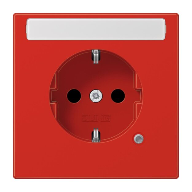 Jung LS1520BFNAKORT SCHUKO Steckdose mit Schriftfeld 9x58mm (Thermoplast bruchsicher) Rot Serie LS