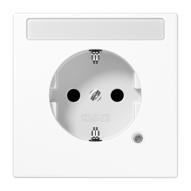 Jung LS1520BFNAKOWW SCHUKO Steckdose mit Schriftfeld 9x58mm (Thermoplast bruchsicher) Alpinweiß Serie LS