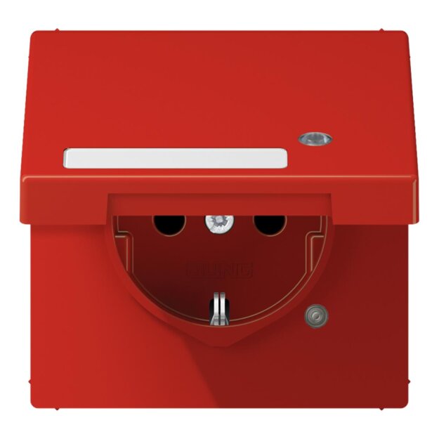 Jung LS1520NAKLKORT SCHUKO-Steckdose mit Klappdeckel Rot Serie LS