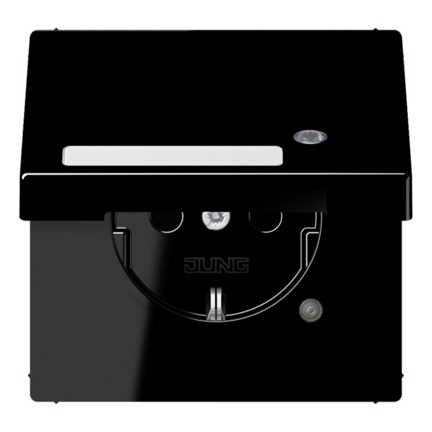 Jung LS1520NAKLKOSW SCHUKO-Steckdose mit Klappdeckel Schwarz Serie LS